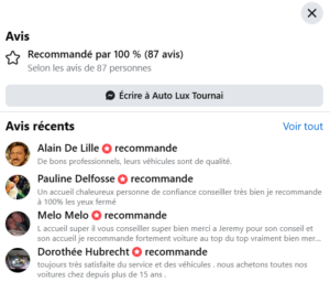 Nombre d'étoiles sur Facebook